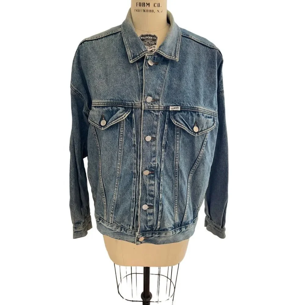 ‎Vintage Guess men’s jeans jacket size XL